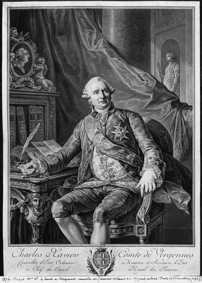 Charles Gravier, Count of Vergennes, engraved by Vicenzio Vangelisti c.1774 by Antoine François Callet